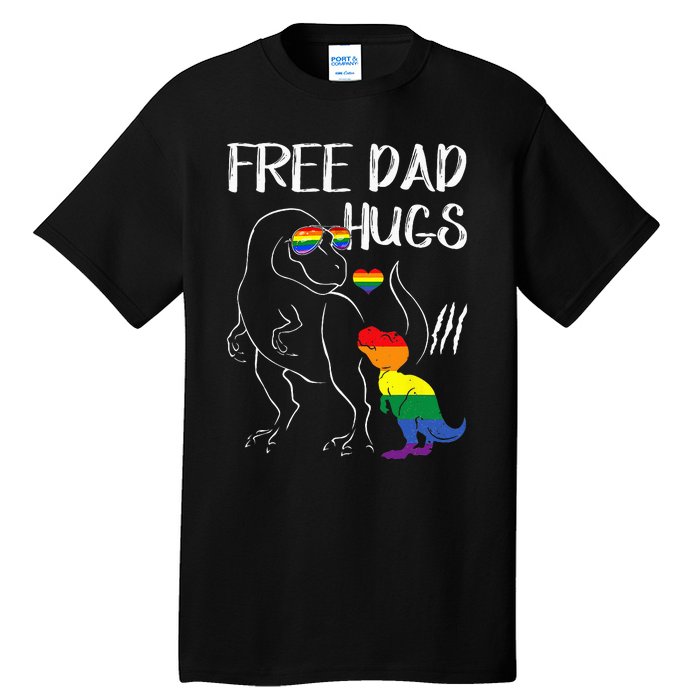 Free Dad Hugs LGBT Pride Dad Dinosaur Rex Proud Ally Tall T-Shirt