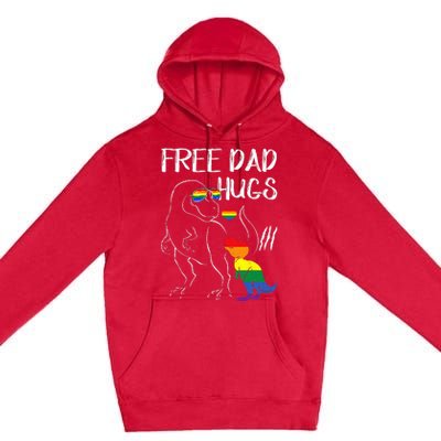 Free Dad Hugs LGBT Pride Dad Dinosaur Rex Proud Ally Premium Pullover Hoodie