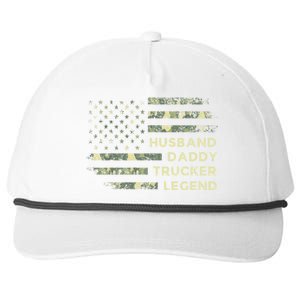 Fathers Day Husband Dad Trucker Legend 4th Of July Trucking Gift Snapback Five-Panel Rope Hat