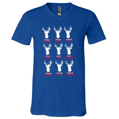 Funny Deer Hunters Santa's Reindeer Great Gift Deer Cuisine Funny Gift V-Neck T-Shirt