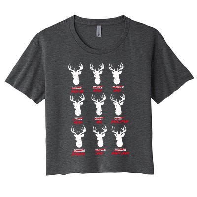 Funny Deer Hunters Santa's Reindeer Great Gift Deer Cuisine Funny Gift Women's Crop Top Tee