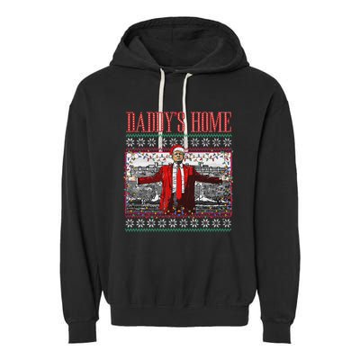 Funny DaddyS Home Trump Ugly Christmas Sweater Xmas Pajamas Garment-Dyed Fleece Hoodie