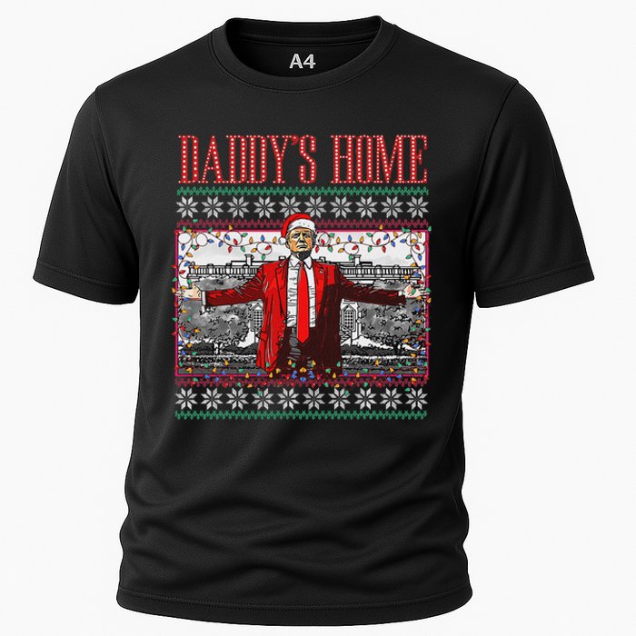 Funny DaddyS Home Trump Ugly Christmas Sweater Xmas Pajamas Cooling Performance Crew T-Shirt