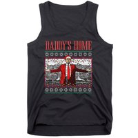 Funny DaddyS Home Trump Ugly Christmas Sweater Xmas Pajamas Tank Top