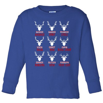 Funny Deer Hunting Hunters All Of Santa's Reindeer Funny Gift Toddler Long Sleeve Shirt