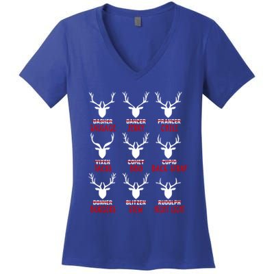 Funny Deer Hunting Hunters All Of Santa's Reindeer Funny Gift Women's V-Neck T-Shirt