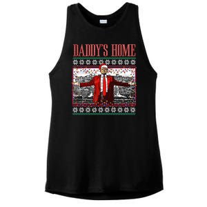 Funny DaddyS Home Trump Ugly Christmas Sweater Xmas Pajamas Ladies PosiCharge Tri-Blend Wicking Tank