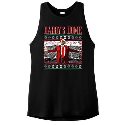 Funny DaddyS Home Trump Ugly Christmas Sweater Xmas Pajamas Ladies PosiCharge Tri-Blend Wicking Tank