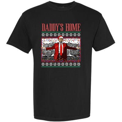 Funny DaddyS Home Trump Ugly Christmas Sweater Xmas Pajamas Garment-Dyed Heavyweight T-Shirt