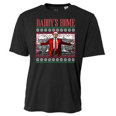 Funny DaddyS Home Trump Ugly Christmas Sweater Xmas Pajamas Cooling Performance Crew T-Shirt