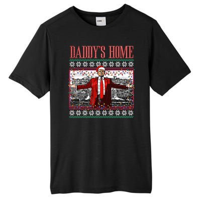 Funny DaddyS Home Trump Ugly Christmas Sweater Xmas Pajamas Tall Fusion ChromaSoft Performance T-Shirt