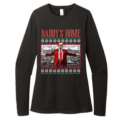 Funny DaddyS Home Trump Ugly Christmas Sweater Xmas Pajamas Womens CVC Long Sleeve Shirt