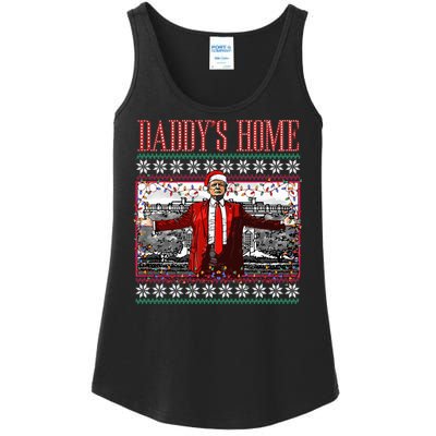 Funny DaddyS Home Trump Ugly Christmas Sweater Xmas Pajamas Ladies Essential Tank