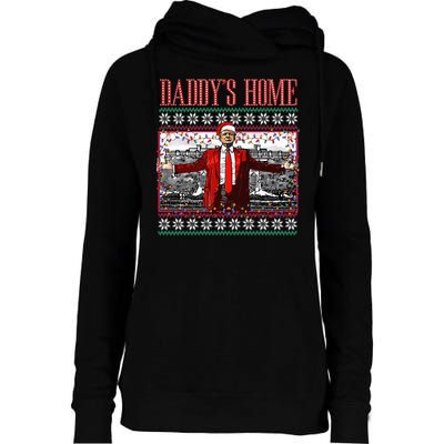 Funny DaddyS Home Trump Ugly Christmas Sweater Xmas Pajamas Womens Funnel Neck Pullover Hood