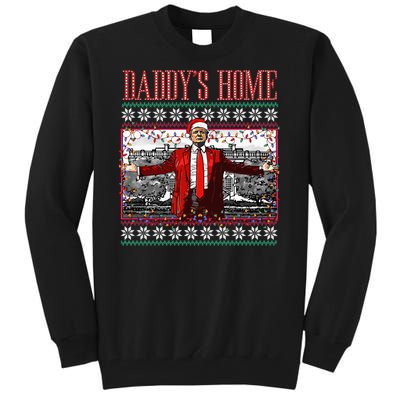 Funny DaddyS Home Trump Ugly Christmas Sweater Xmas Pajamas Tall Sweatshirt