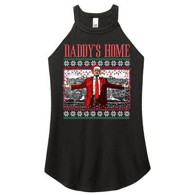 Funny DaddyS Home Trump Ugly Christmas Sweater Xmas Pajamas Women's Perfect Tri Rocker Tank