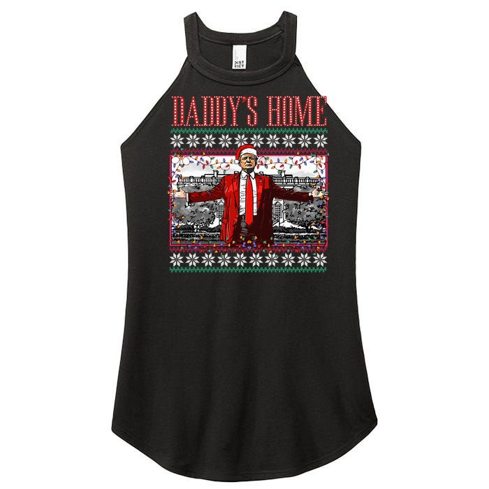 Funny DaddyS Home Trump Ugly Christmas Sweater Xmas Pajamas Women's Perfect Tri Rocker Tank