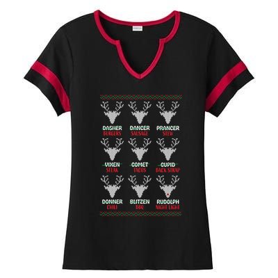 Funny Deer Hunting Christmas Hunters All Of SantaS Reindeer Gift Ladies Halftime Notch Neck Tee