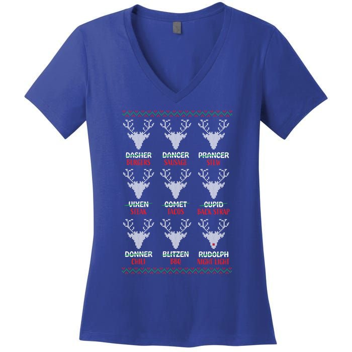 Funny Deer Hunting Christmas Hunters All Of SantaS Reindeer Gift Women's V-Neck T-Shirt