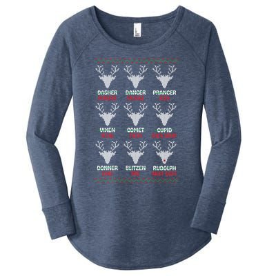 Funny Deer Hunting Christmas Hunters All Of SantaS Reindeer Gift Women's Perfect Tri Tunic Long Sleeve Shirt