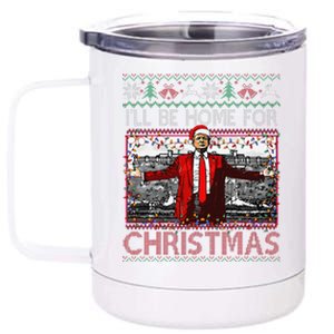 Funny DaddyS Home Trump Ugly Christmas Sweater Xmas Pajamas 12 oz Stainless Steel Tumbler Cup