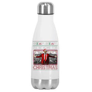 Funny DaddyS Home Trump Ugly Christmas Sweater Xmas Pajamas Stainless Steel Insulated Water Bottle