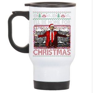 Funny DaddyS Home Trump Ugly Christmas Sweater Xmas Pajamas Stainless Steel Travel Mug