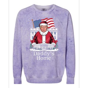 Funny DaddyS Home Trump Christmas 2024 Trump Santa 2024 Gift Colorblast Crewneck Sweatshirt