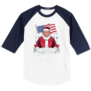 Funny DaddyS Home Trump Christmas 2024 Trump Santa 2024 Gift Baseball Sleeve Shirt