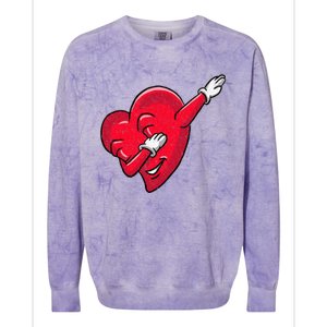 Funny Dabbing Heart Valentines Giftgifthip Hop Dance Funny Gift Colorblast Crewneck Sweatshirt