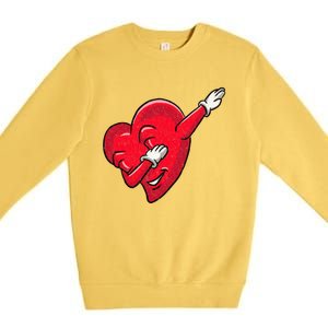 Funny Dabbing Heart Valentines Giftgifthip Hop Dance Funny Gift Premium Crewneck Sweatshirt