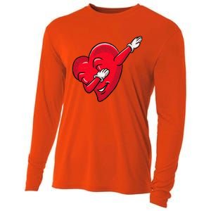 Funny Dabbing Heart Valentines Giftgifthip Hop Dance Funny Gift Cooling Performance Long Sleeve Crew