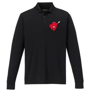 Funny Dabbing Heart Valentines Giftgifthip Hop Dance Funny Gift Performance Long Sleeve Polo