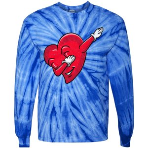 Funny Dabbing Heart Valentines Giftgifthip Hop Dance Funny Gift Tie-Dye Long Sleeve Shirt