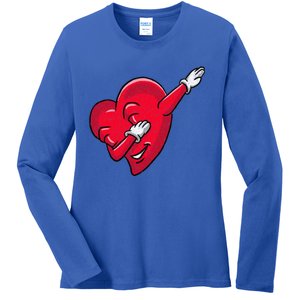 Funny Dabbing Heart Valentines Giftgifthip Hop Dance Funny Gift Ladies Long Sleeve Shirt