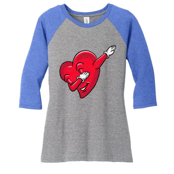 Funny Dabbing Heart Valentines Giftgifthip Hop Dance Funny Gift Women's Tri-Blend 3/4-Sleeve Raglan Shirt