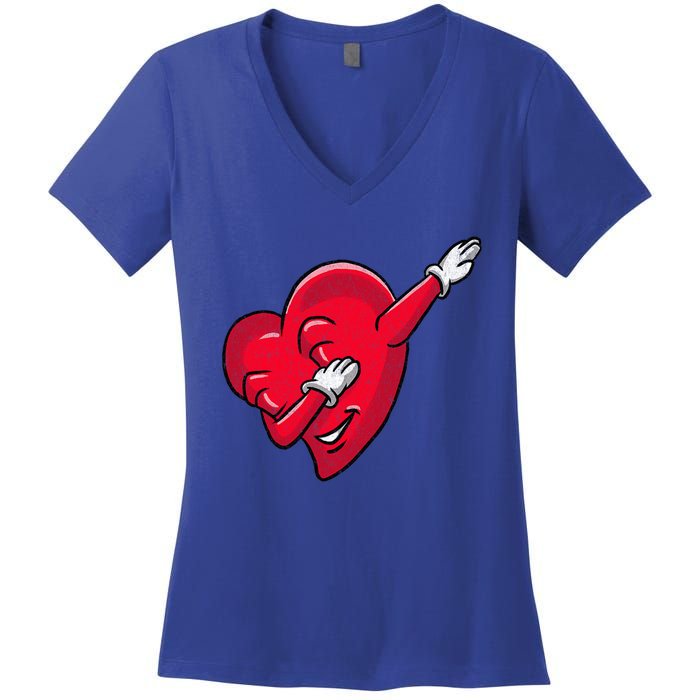 Funny Dabbing Heart Valentines Giftgifthip Hop Dance Funny Gift Women's V-Neck T-Shirt