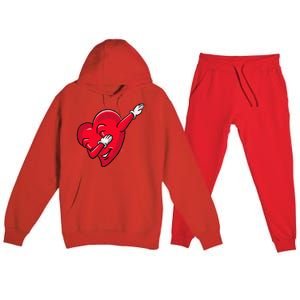 Funny Dabbing Heart Valentines Giftgifthip Hop Dance Funny Gift Premium Hooded Sweatsuit Set