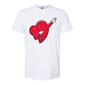 Funny Dabbing Heart Valentines Giftgifthip Hop Dance Funny Gift Softstyle CVC T-Shirt