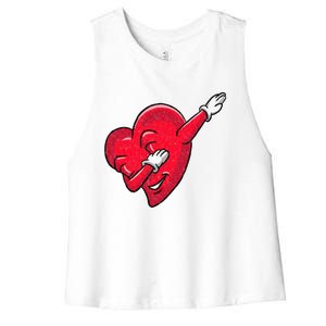 Funny Dabbing Heart Valentines Giftgifthip Hop Dance Funny Gift Women's Racerback Cropped Tank