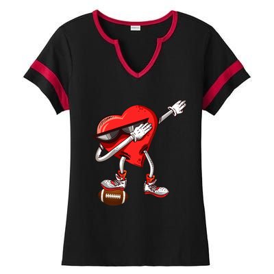 Funny Dabbing Heart Valentine's Day American Football Lover Gift Ladies Halftime Notch Neck Tee