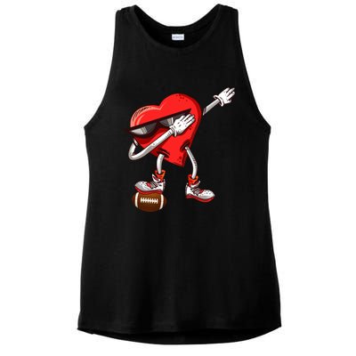 Funny Dabbing Heart Valentine's Day American Football Lover Gift Ladies PosiCharge Tri-Blend Wicking Tank