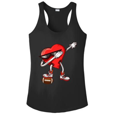 Funny Dabbing Heart Valentine's Day American Football Lover Gift Ladies PosiCharge Competitor Racerback Tank