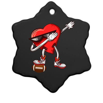 Funny Dabbing Heart Valentine's Day American Football Lover Gift Ceramic Star Ornament