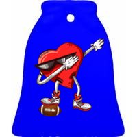 Funny Dabbing Heart Valentine's Day American Football Lover Gift Ceramic Bell Ornament