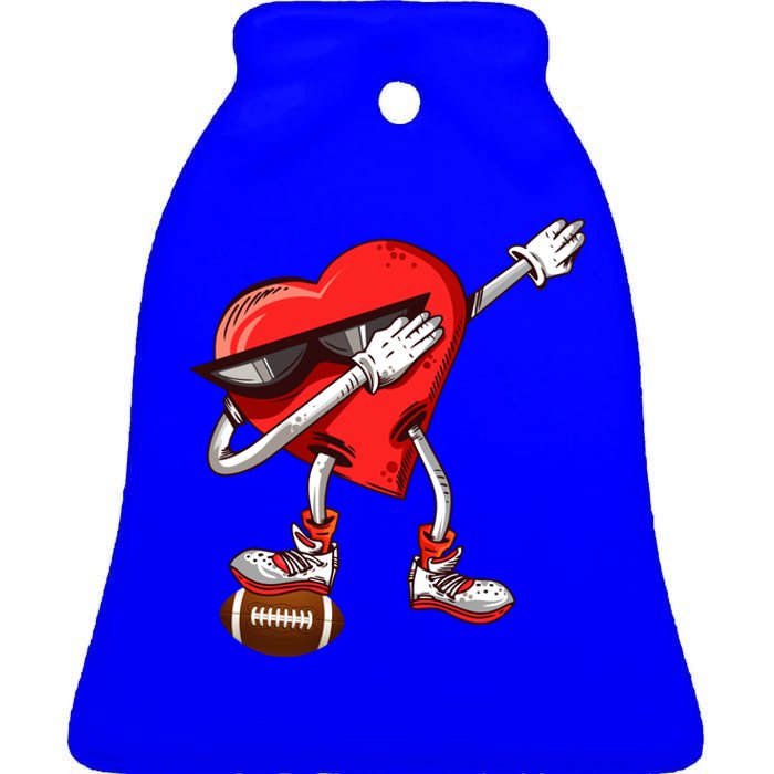 Funny Dabbing Heart Valentine's Day American Football Lover Gift Ceramic Bell Ornament