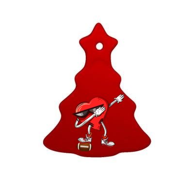 Funny Dabbing Heart Valentine's Day American Football Lover Gift Ceramic Tree Ornament