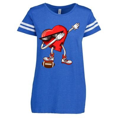 Funny Dabbing Heart Valentine's Day American Football Lover Gift Enza Ladies Jersey Football T-Shirt