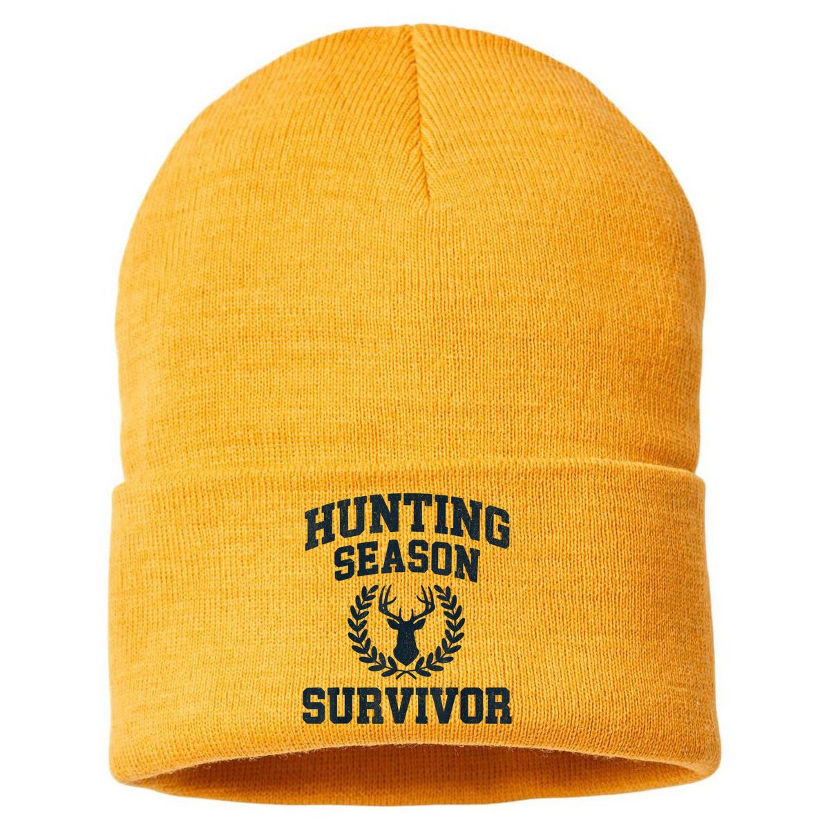 Funny Deer Hunting Season Survivor Vintage Sustainable Knit Beanie