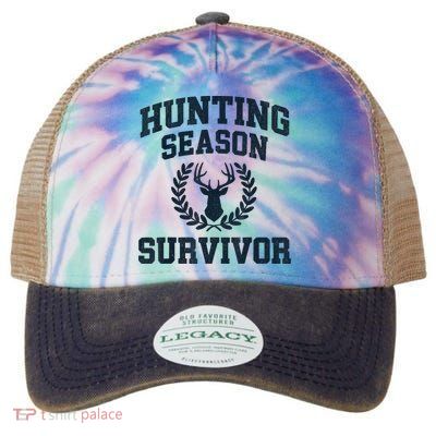 Funny Deer Hunting Season Survivor Vintage Legacy Tie Dye Trucker Hat
